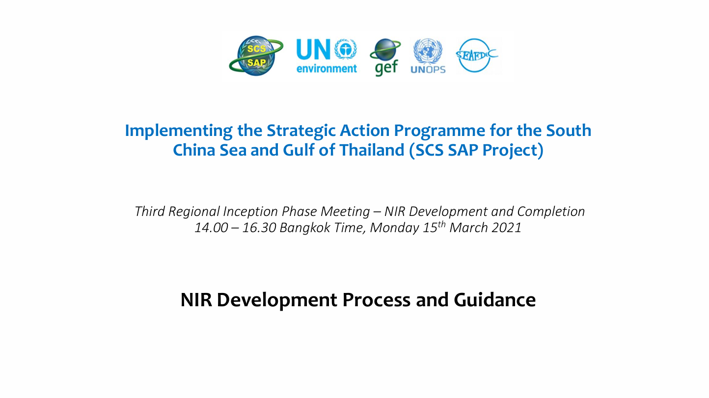 Third Regional Inception Phase Meeting - NIR Development and Completion